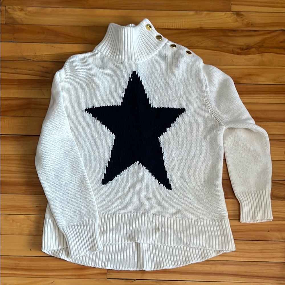 Kate Spade White Star Sweater with Black Accent
